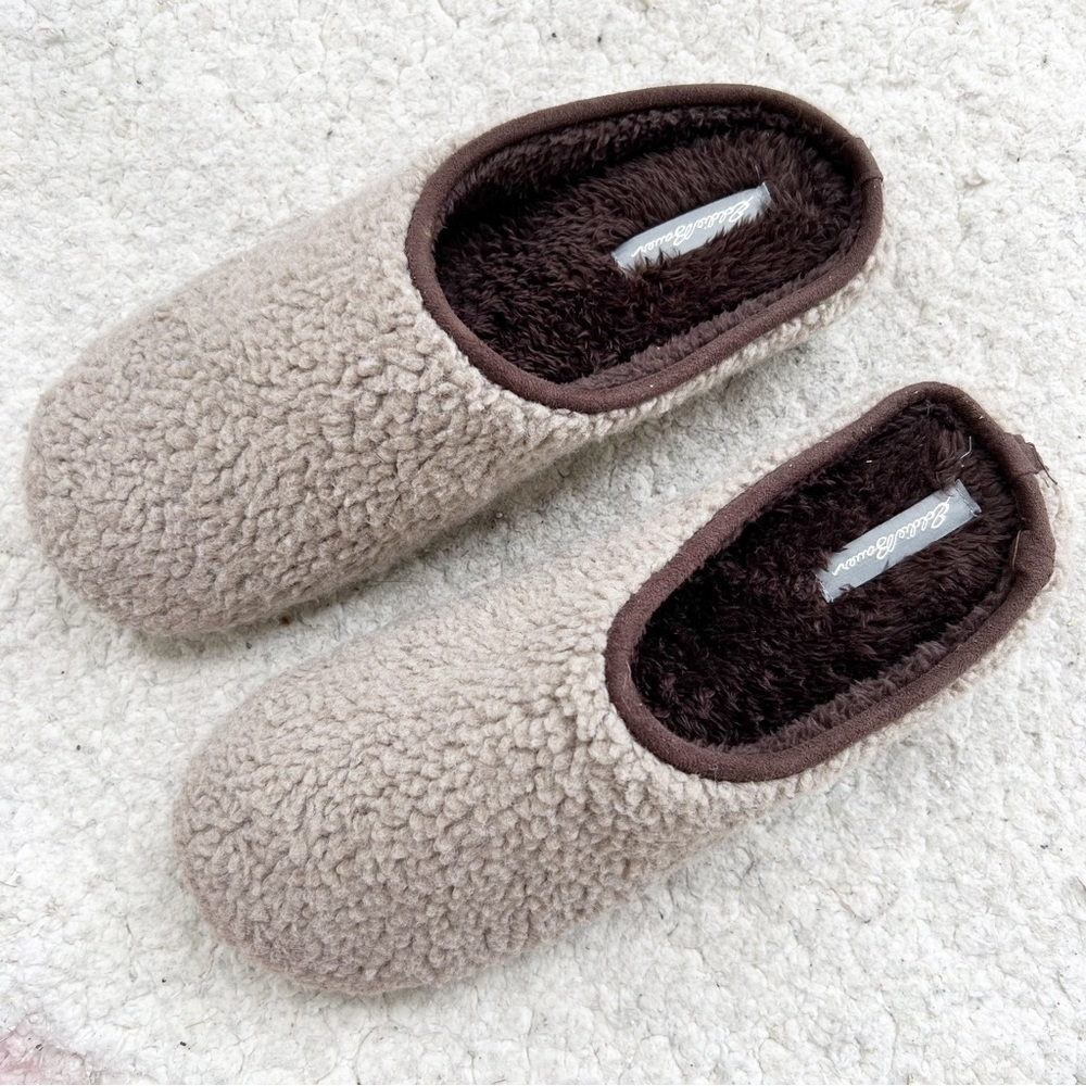 Eddie Bauer Men's Casey Tan Brown Faux Sherpa Slip On Slippers Size XL (12-13)